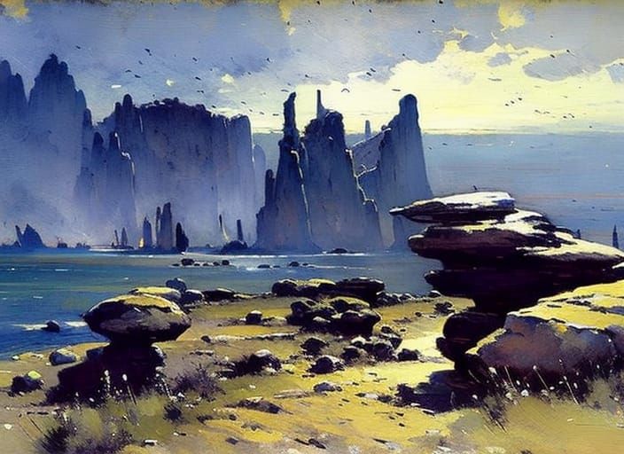 Grand Rocky Landscape in Dark Fantasy Style