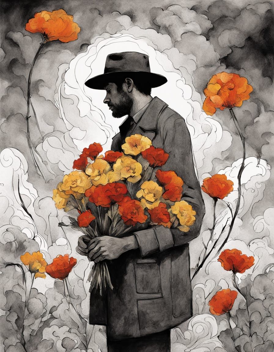 Man , Flower and Storm