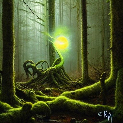 Cosmic Forest Embrace in Photorealistic Style