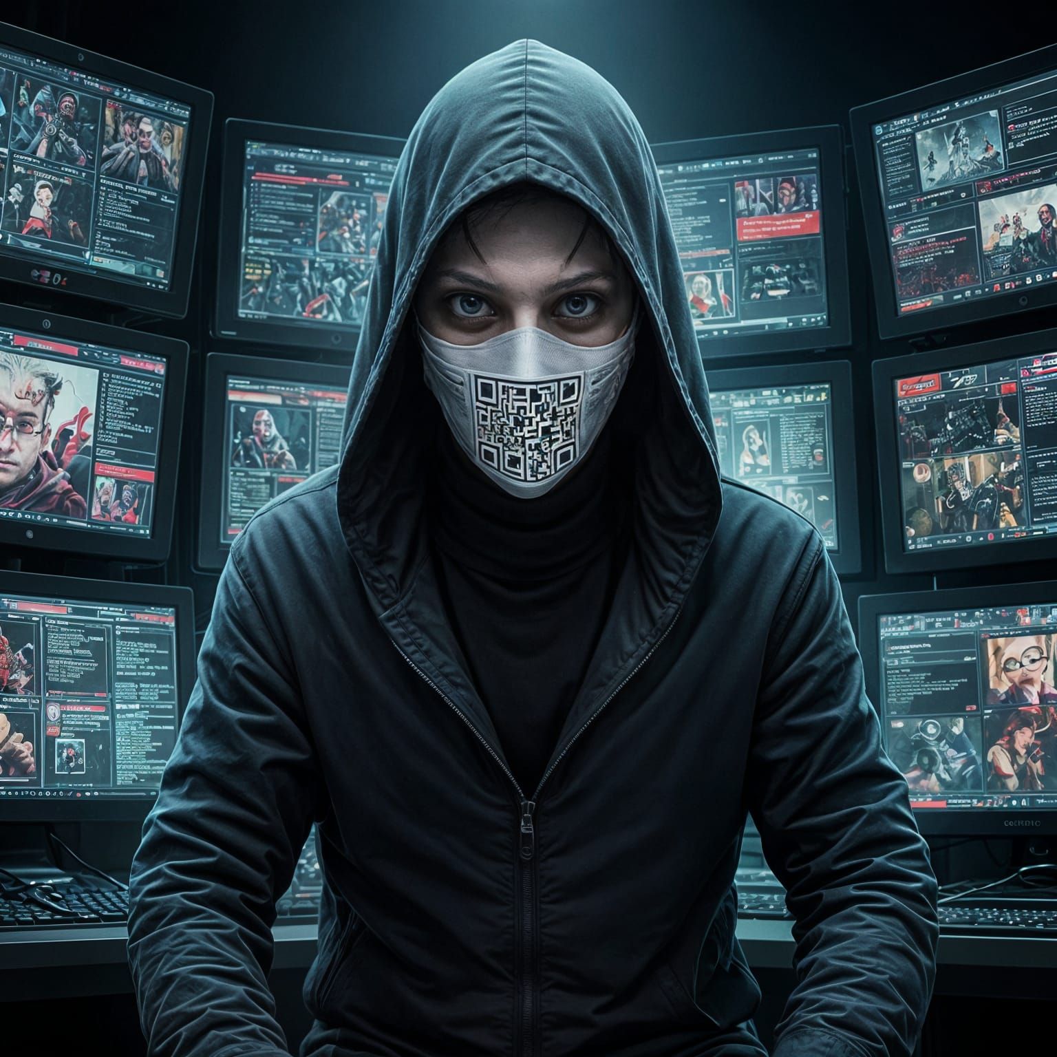 Hacker Zero Face in a Cyberpunk Style