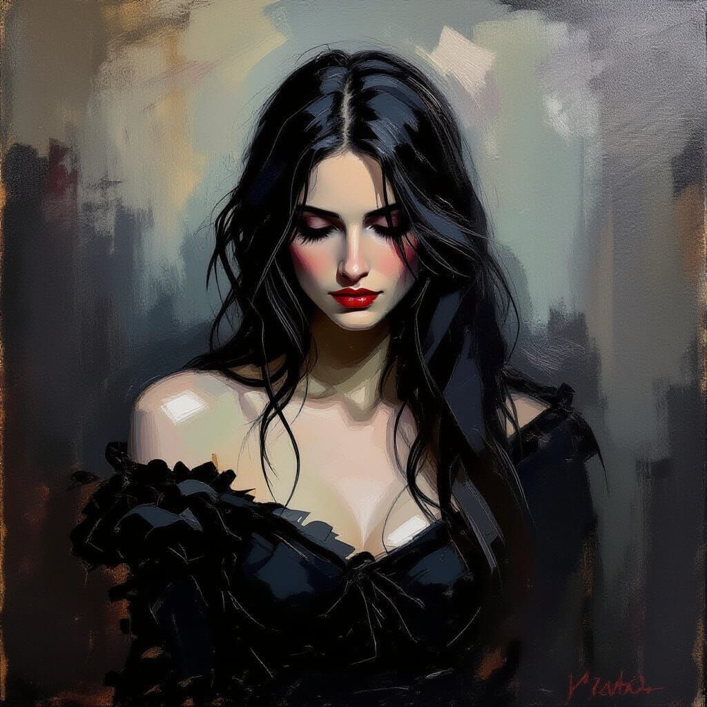 La Belle Dame Sans Merci: Moody Oil Painting