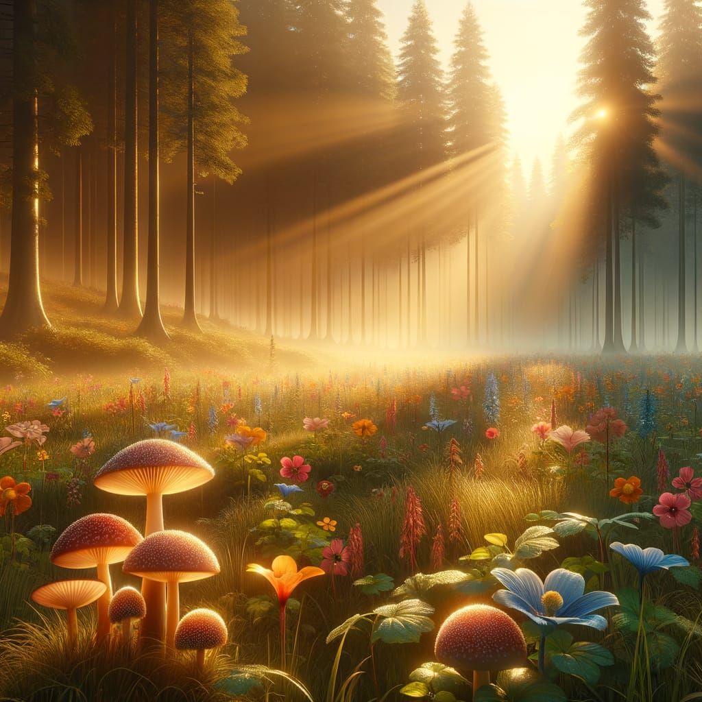 Enchanted Forest at Dawn: A Photorealistic Dreamscape