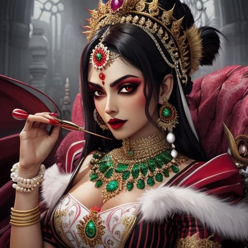 Hyperrealistic Kali-Durga Vampire Digital Art