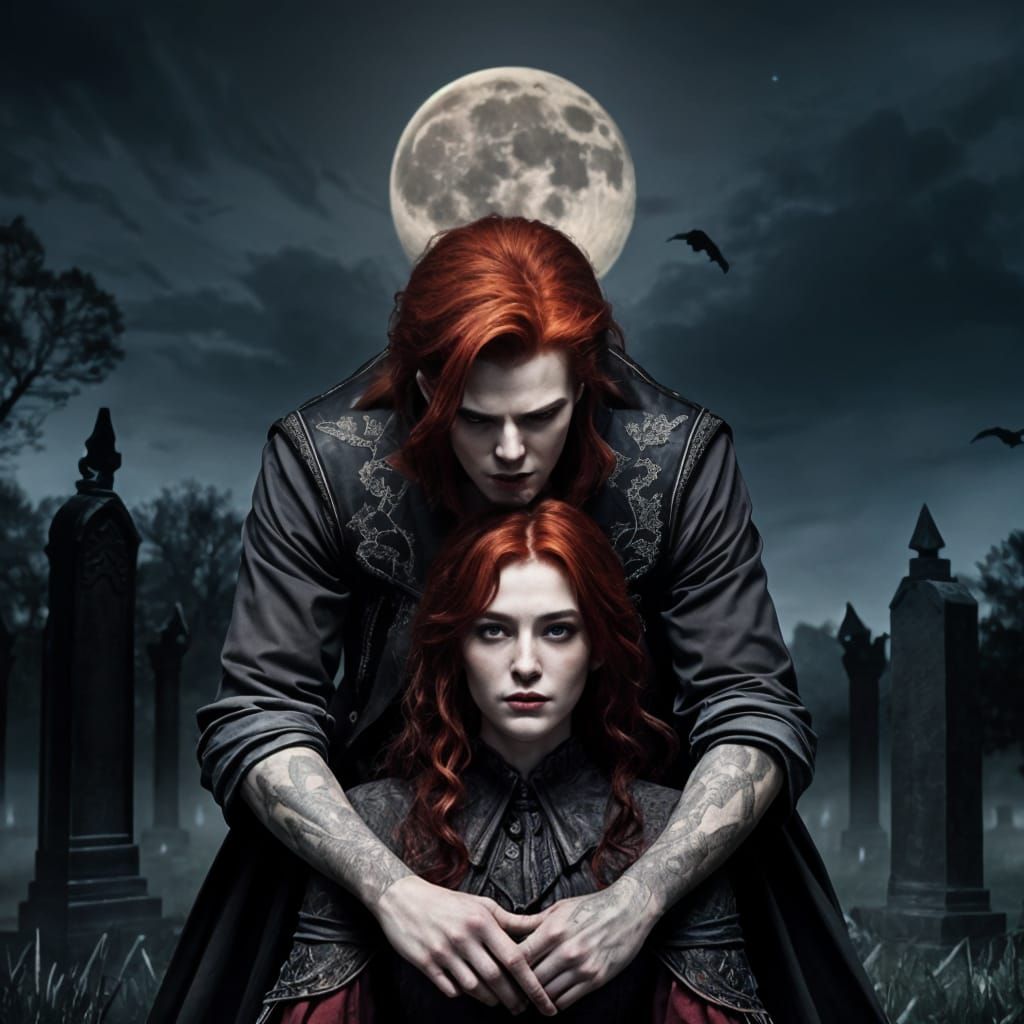 Vampire Graveyard Encounter Under Full Moon
