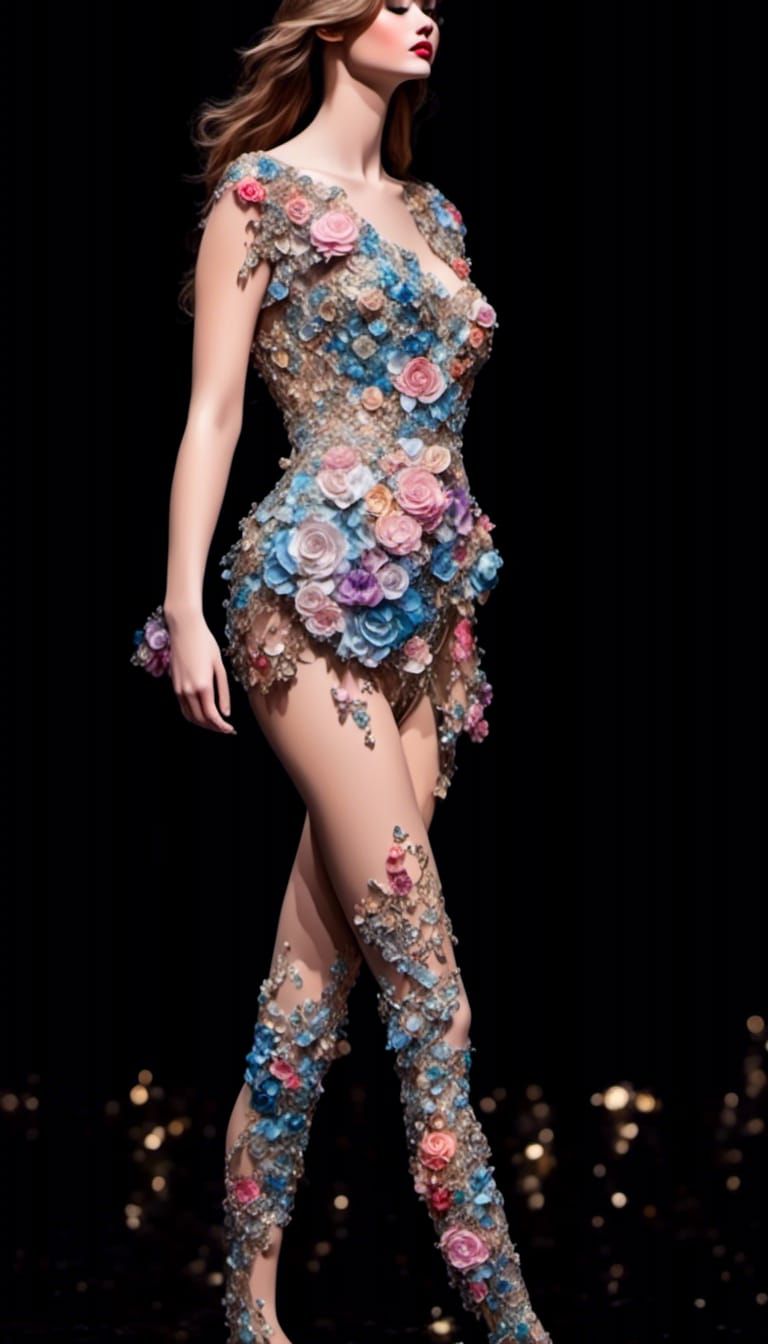 The floral dress on the runway