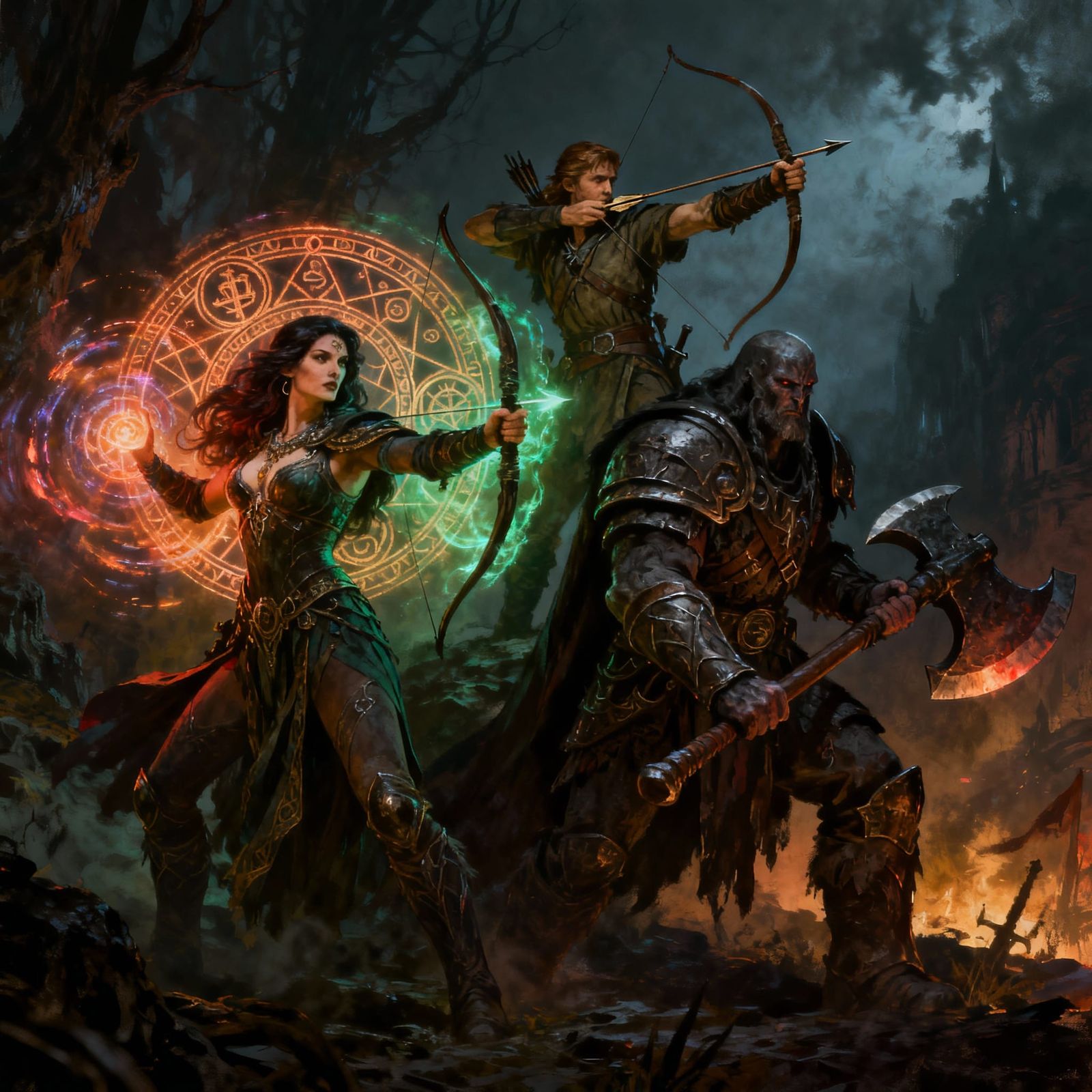 Fantasy Heroes: Sorceress, Ranger, and Dreadguard in Dark Ar...