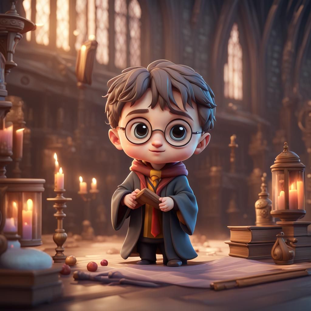Cute Baby Harry Potter Cartoon in Pastel Colors