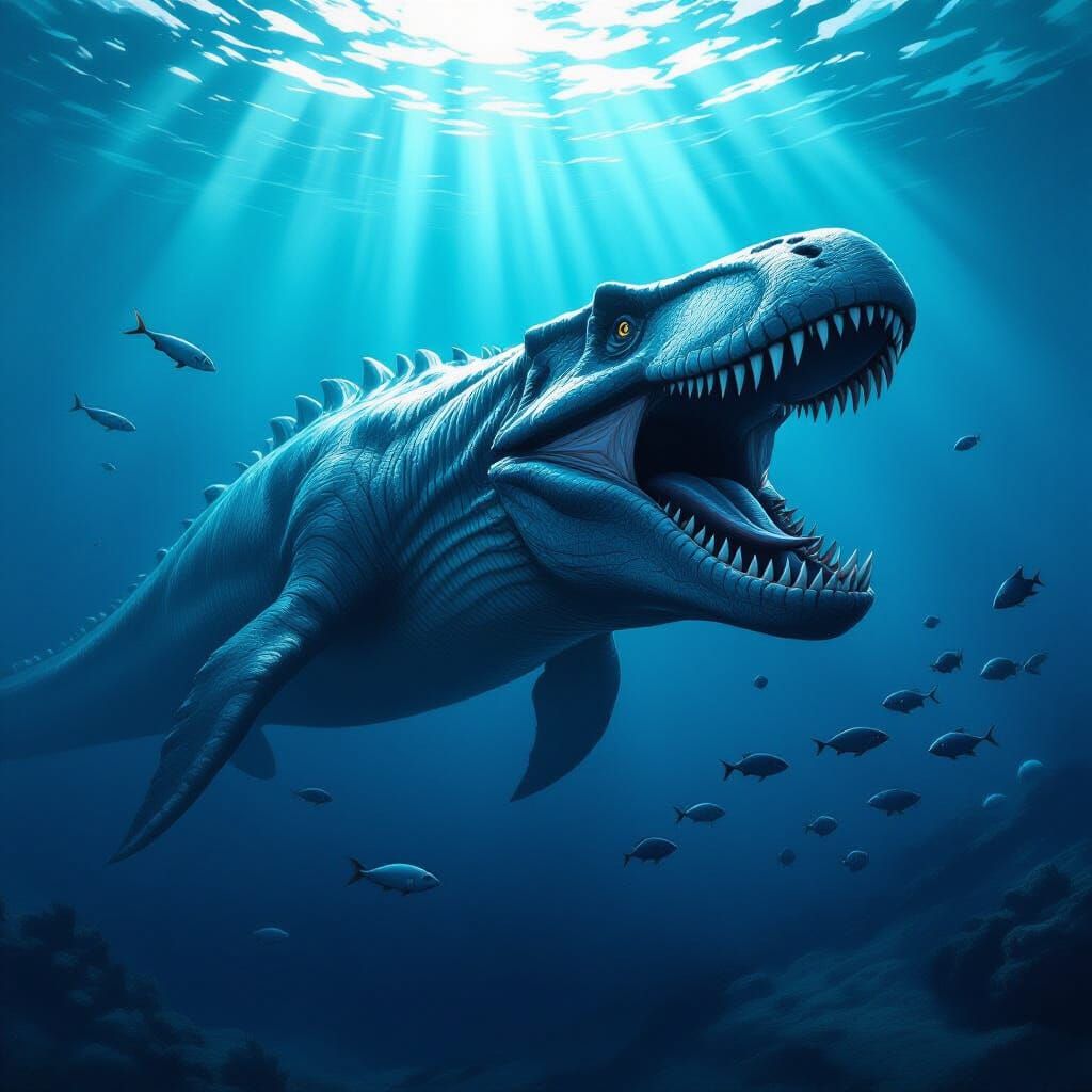 Pliosaur in Prehistoric Ocean as Digital Art