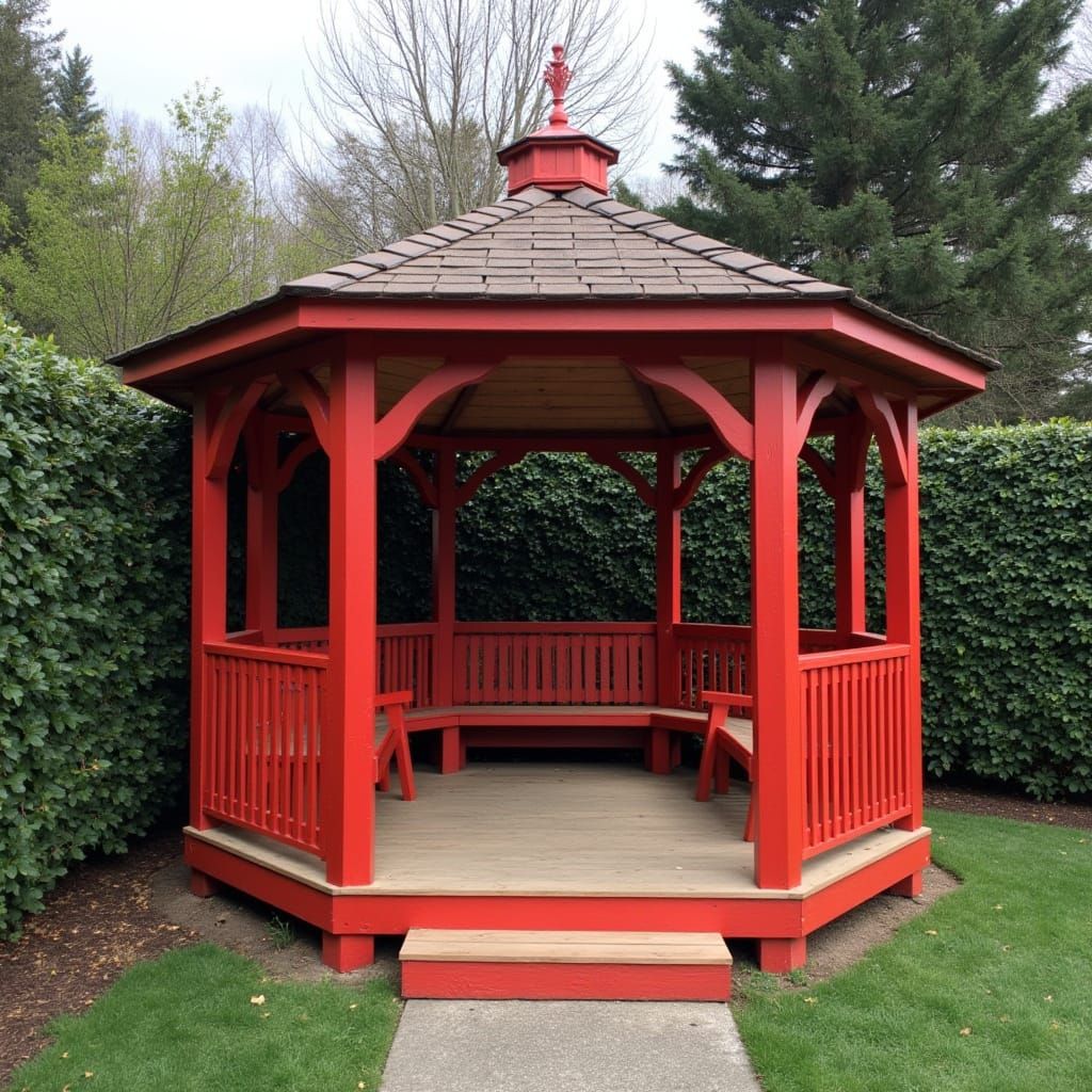 Picturesque Red Gazebo