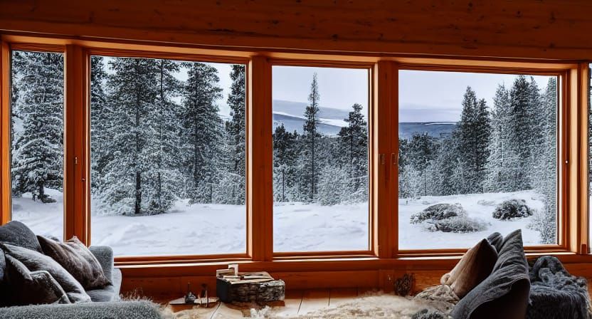 Cozy Norway View Through Window at Night