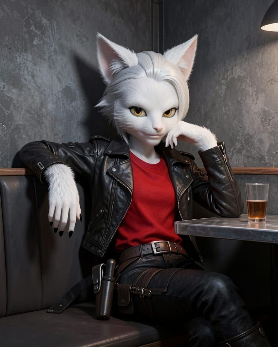 Pale Smuggler Character with Black Nails and Fur