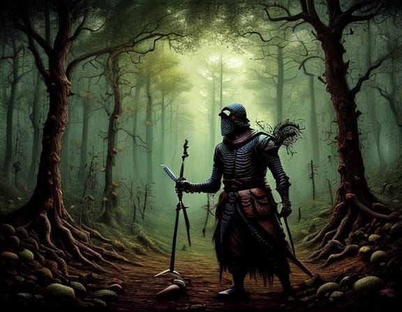 Pixel Art Hunter Battles Fiery Minotaur in Dark Forest