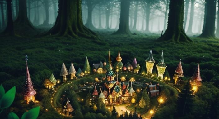 Enchanted Fairy Village in Hyperrealistic Detail