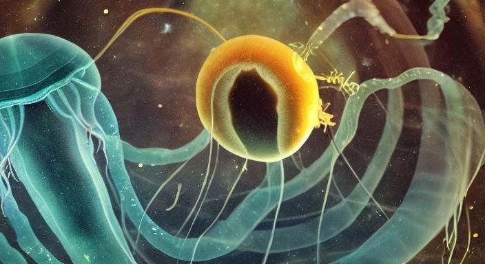 Surreal Cosmic Jellyfish Shapes in Ethereal Digital Art