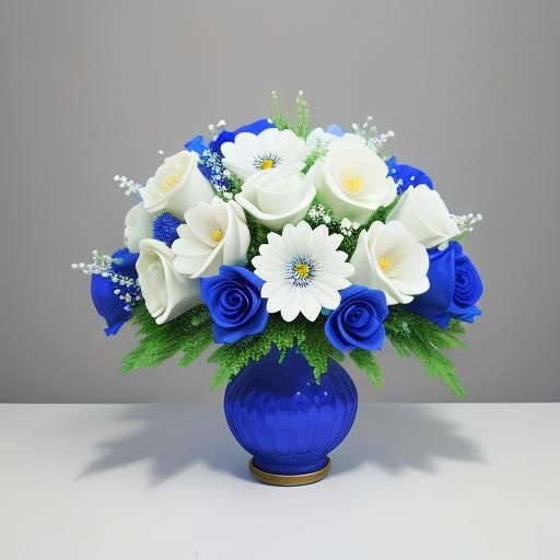 Resin Flower Bouquet with Blue Petals