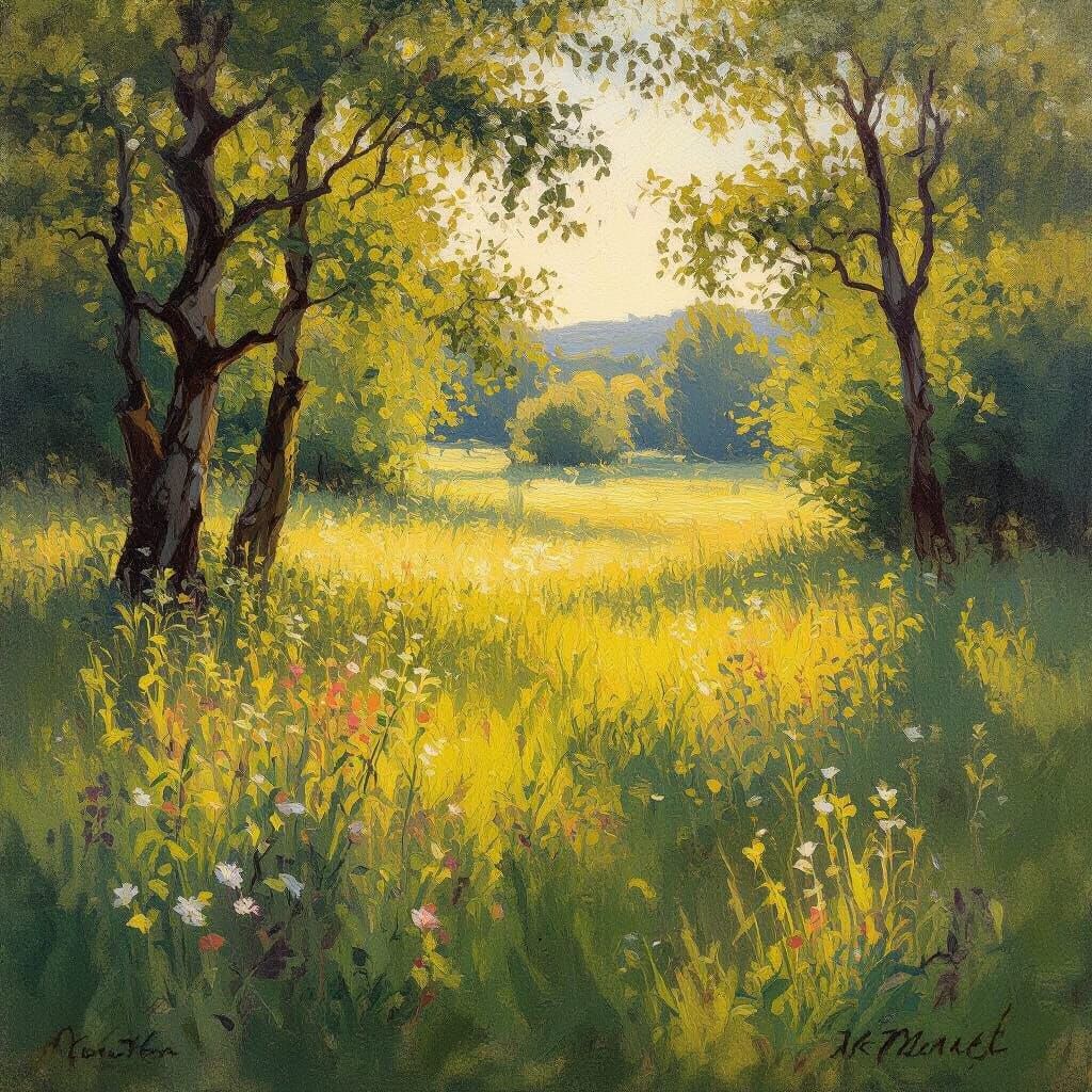 Impressionistic Meadow at Golden Hour