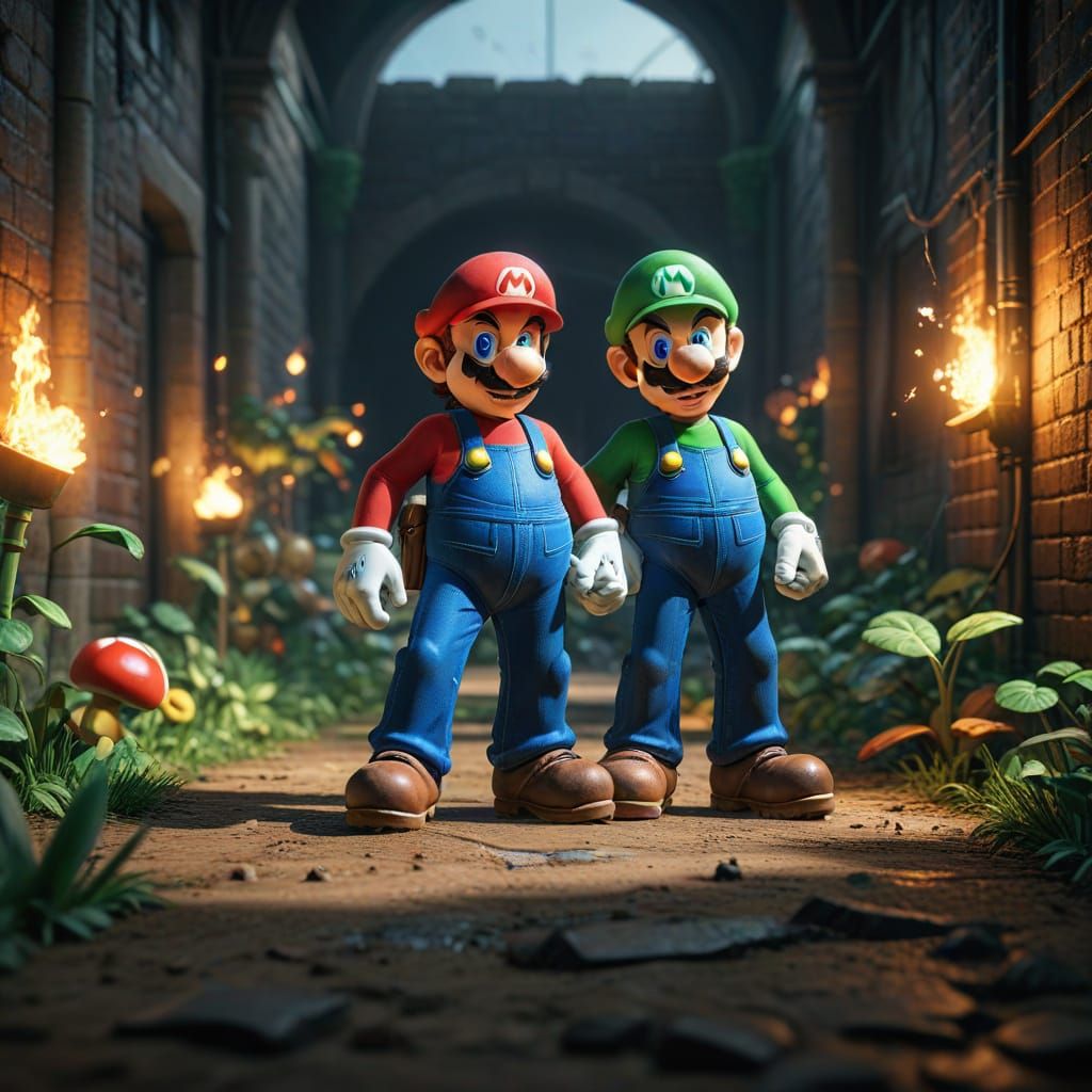 Mario and Luigi in Epic 3D Cinematic Style