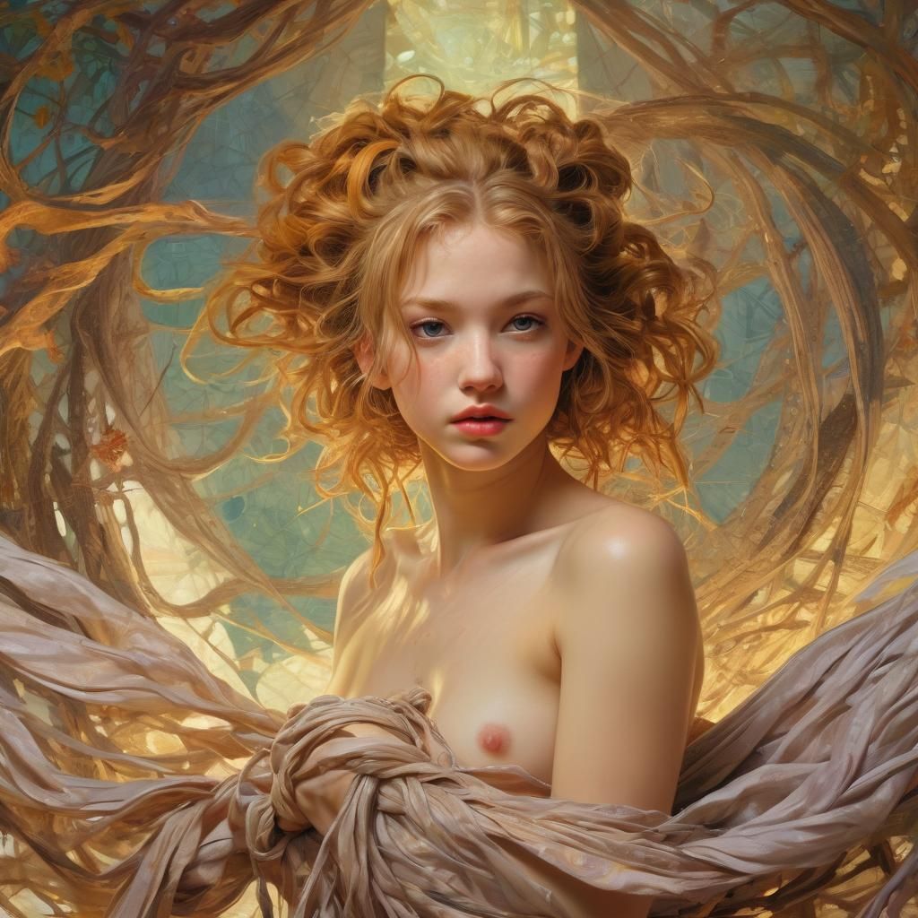 Lothario Fairy in Shibari Knots, Post-Impressionist Style