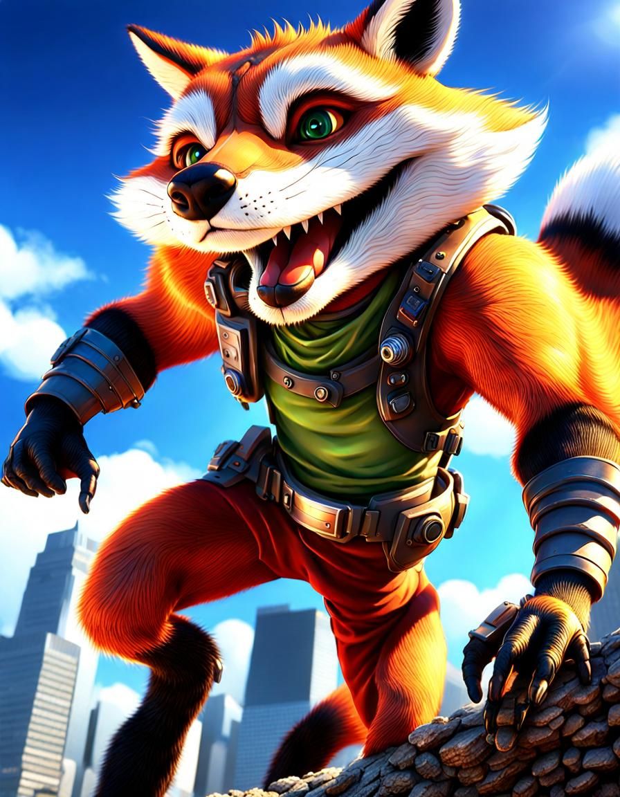 Smiling Fox animal hybrid humanoid