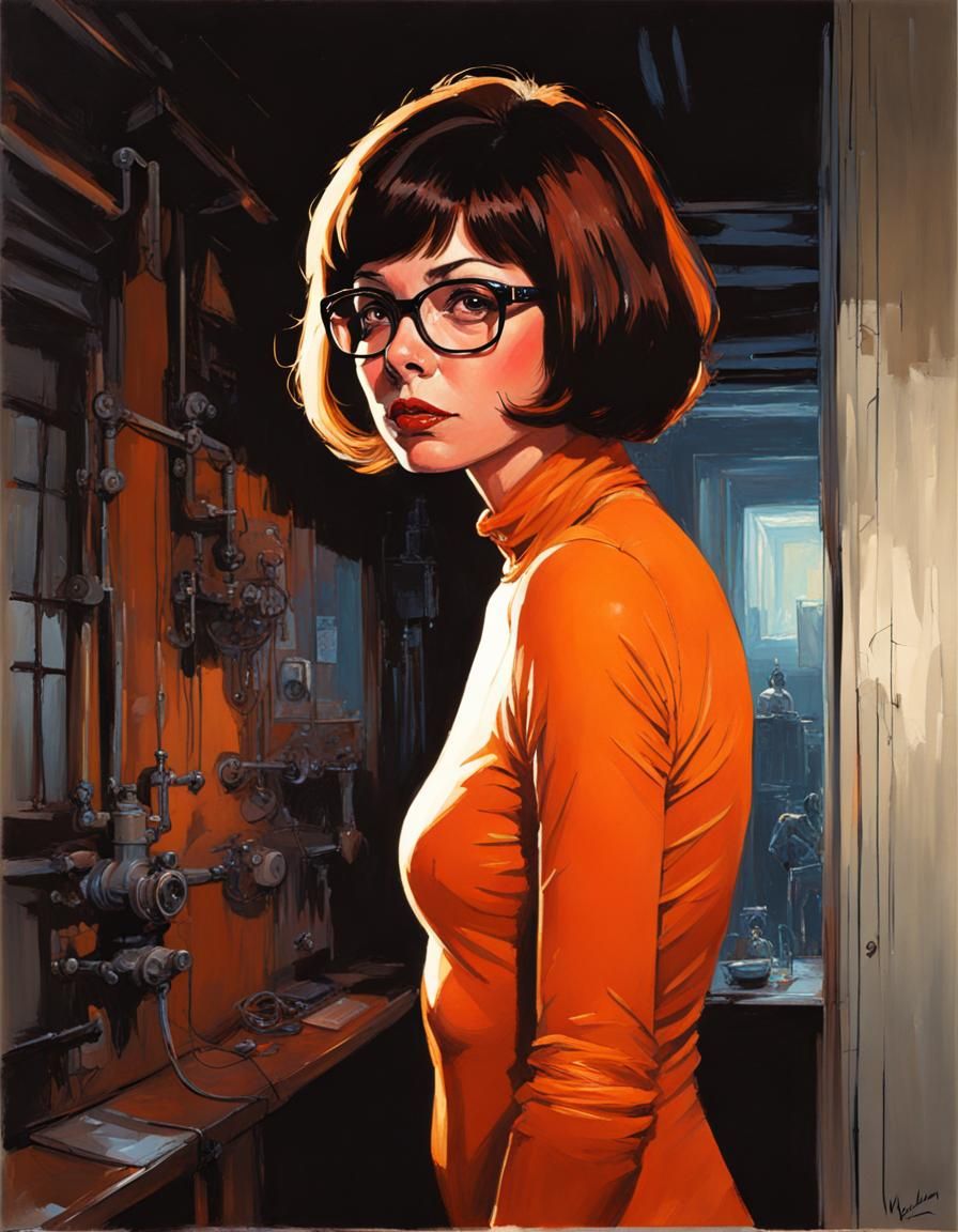 Velma in Dark Room, Acrylic Style