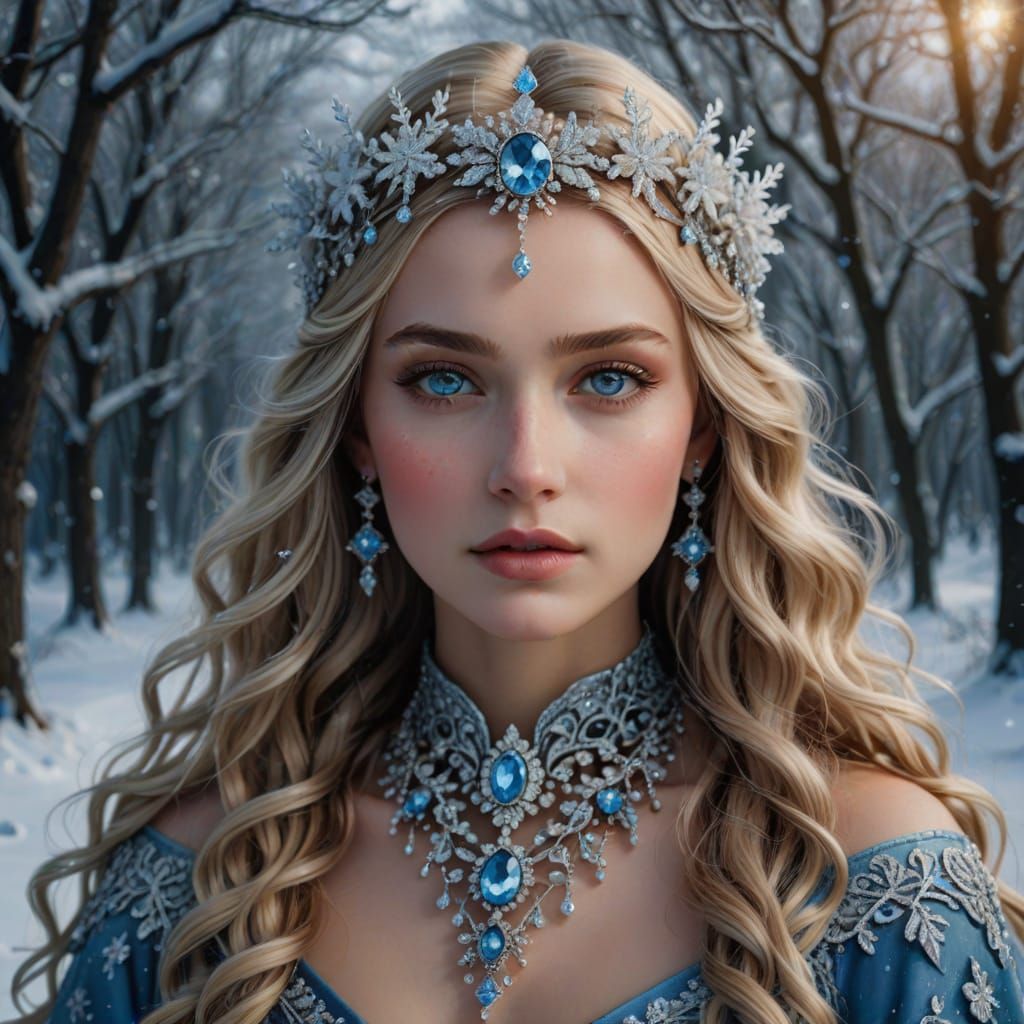 Khione, Goddess of Snow, in Winter Portrait