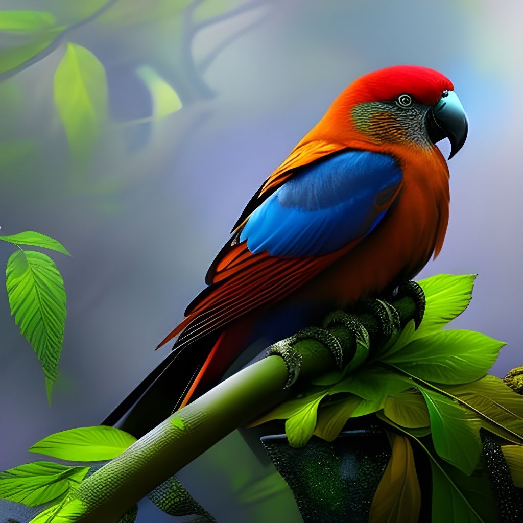 Steampunk Parrot in Mist: Digital Art by Rutkowski