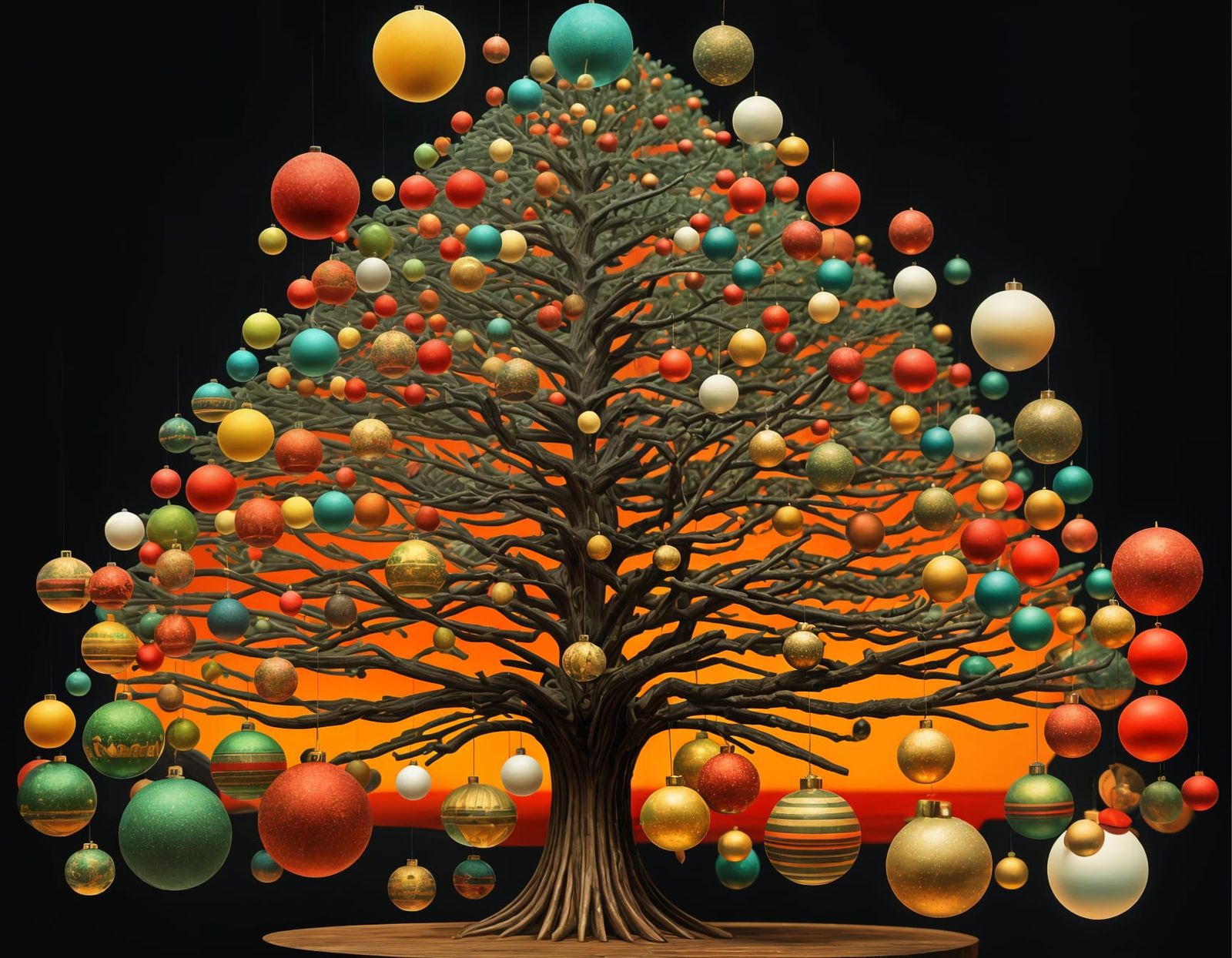 Art Deco Christmas Tree with Warm Colors