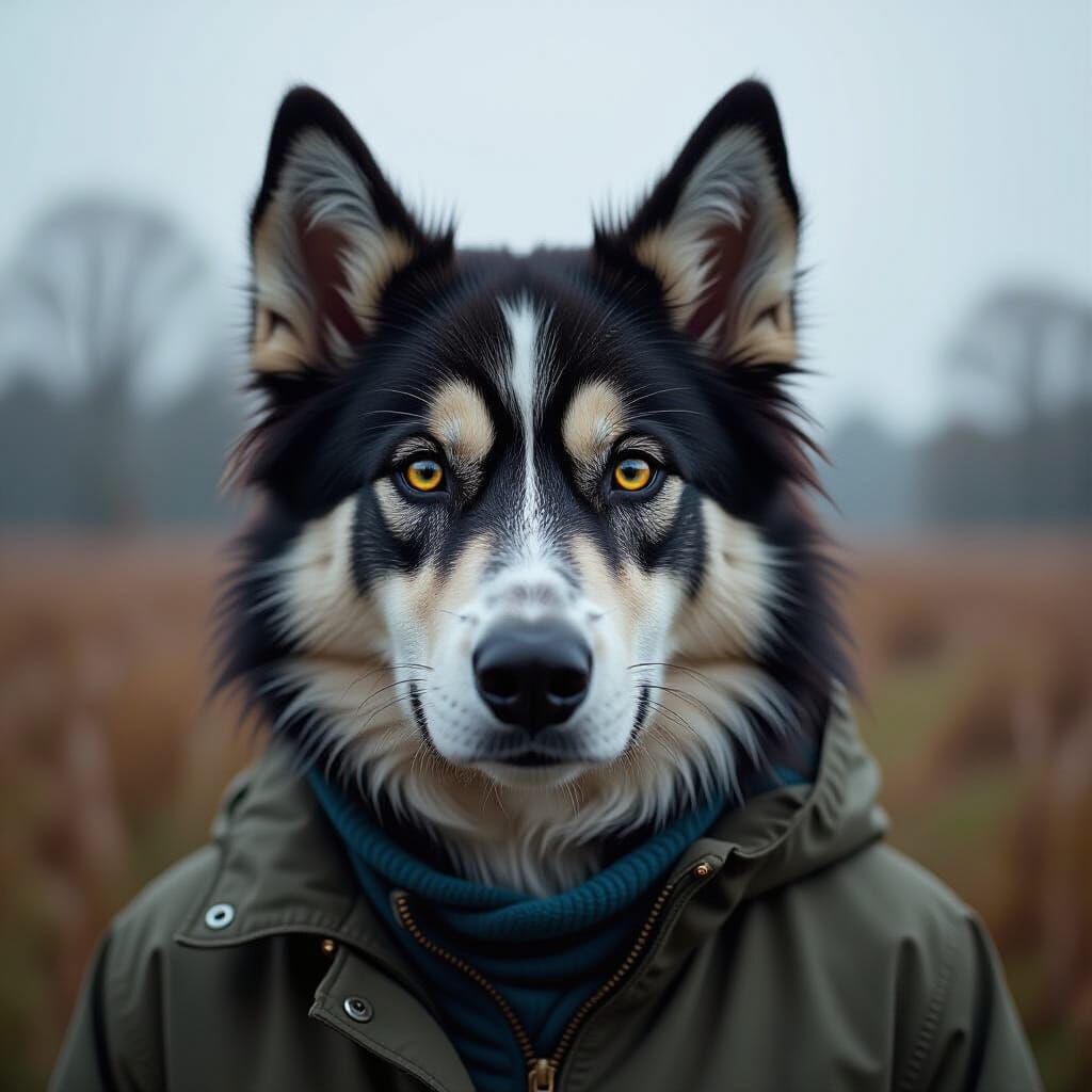 Hyperrealistic Female Therian with Dog Mask