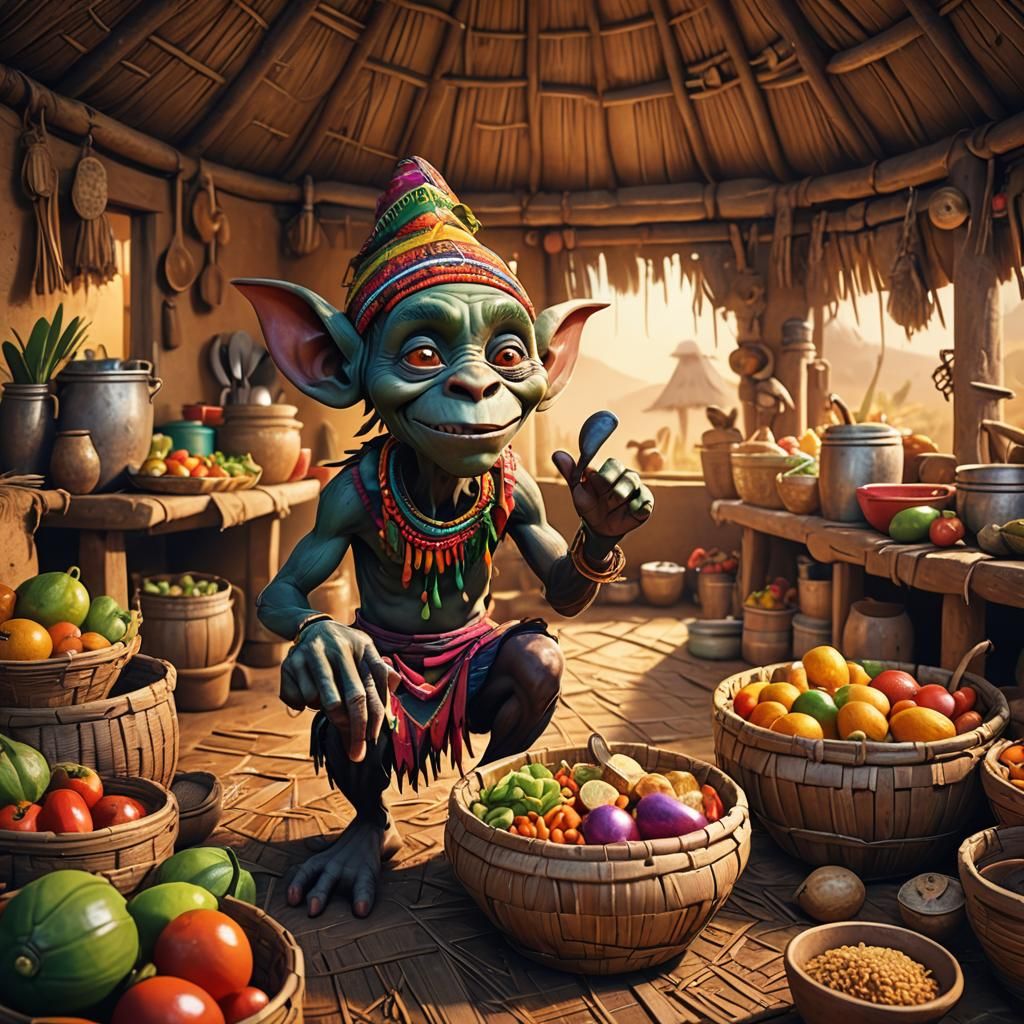 Mischievous Goblin in Hut: 3D Concept Art