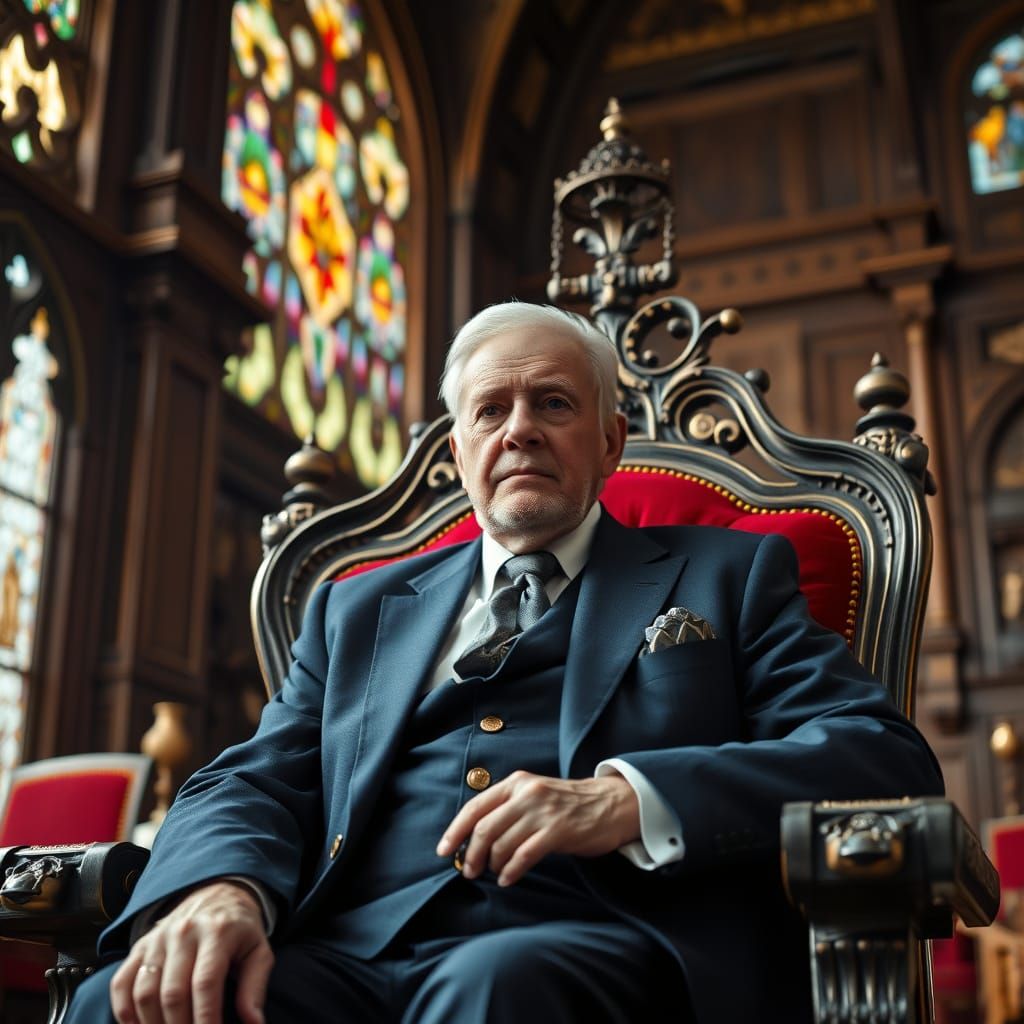 Elderly King Reigns in Grandeur