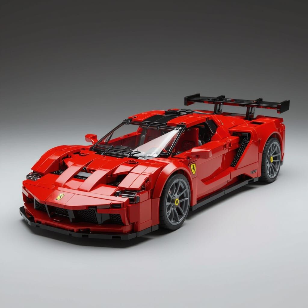 Futuristic LEGO Ferrari Racecar in High-Tech Style
