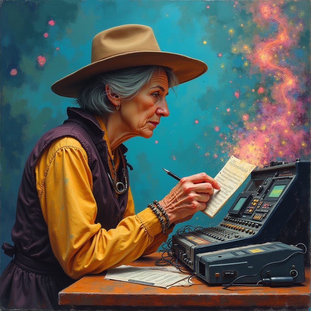 Floppy Disk Soothsayer in Gouache Style