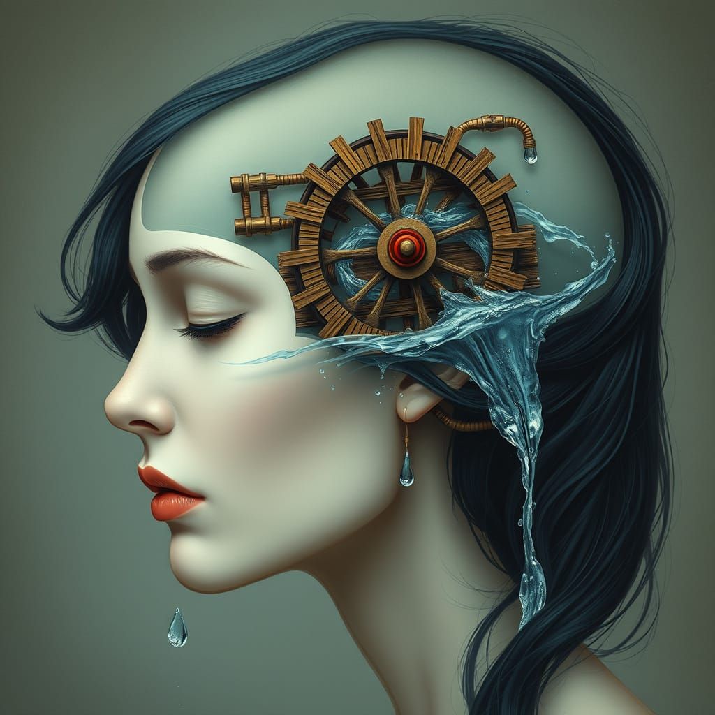 Steampunk Siren with Water Wheel Heart