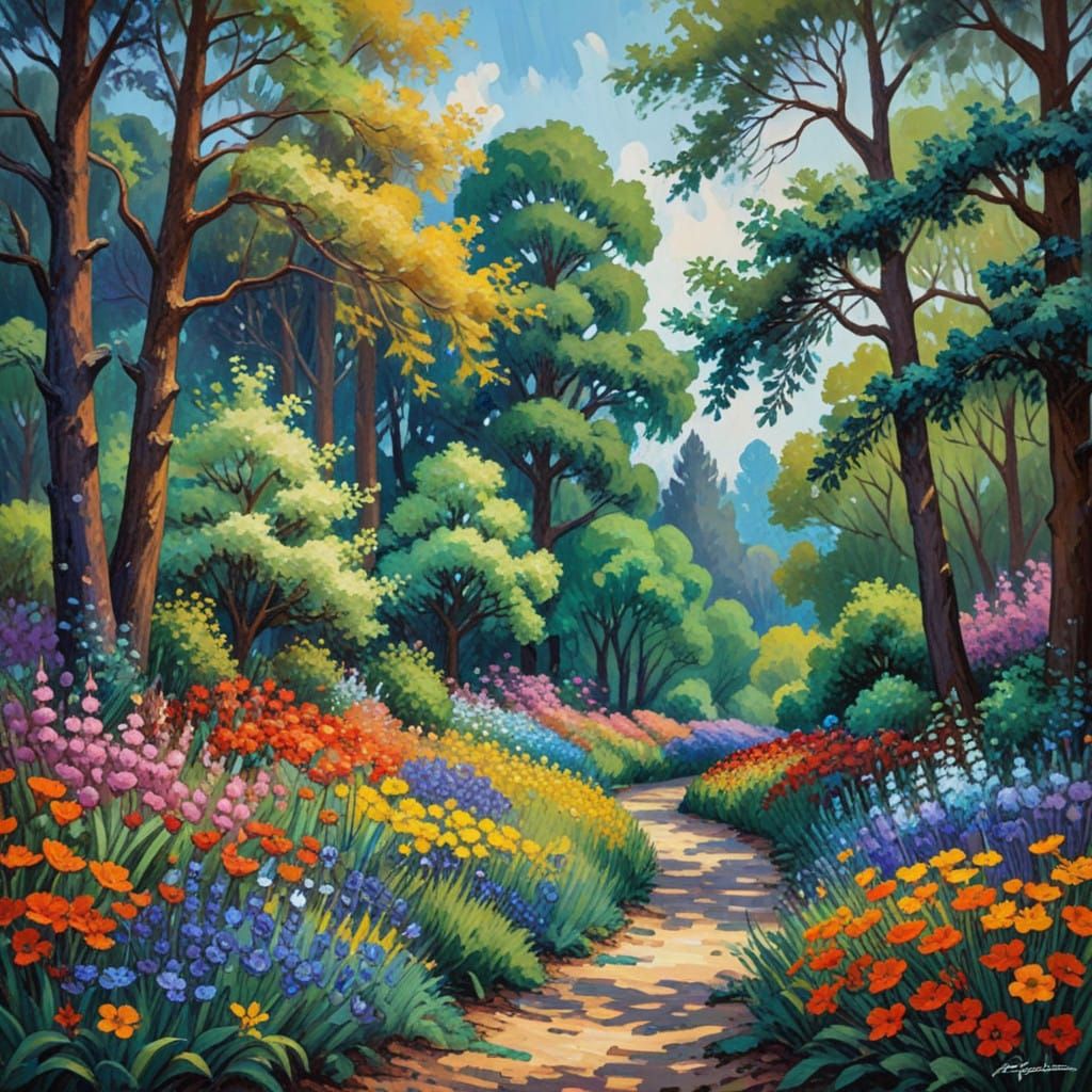 Savannah Blooms in Impressive Neo-Expressionist Oil Painting...