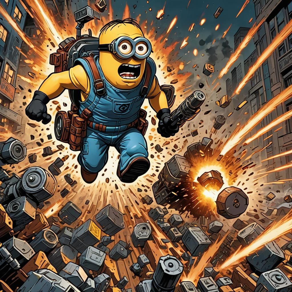Minion's Explosive Comic Book World Destruction