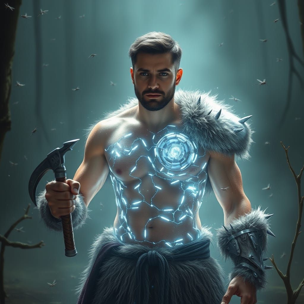 Giant Fur-Armored Warrior in Murky Swamp