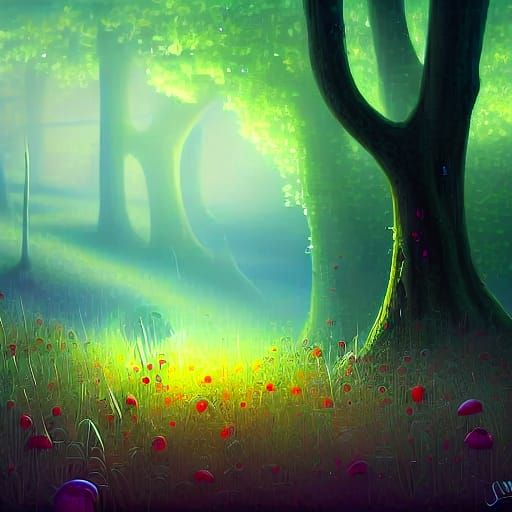 Detailed Dew on Grass Digital Painting