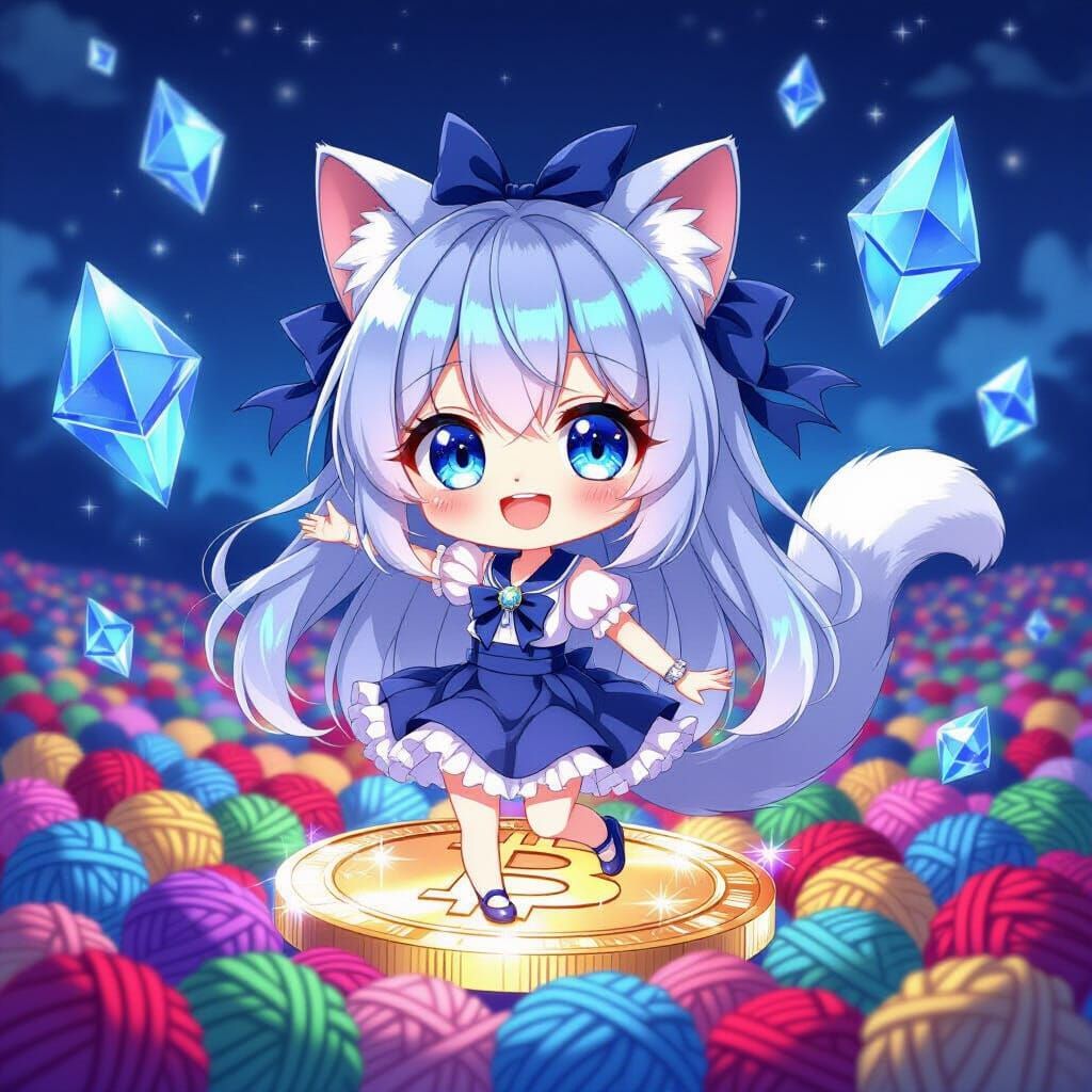 Adorable Anime Catgirl Dances on Bitcoin Crystal