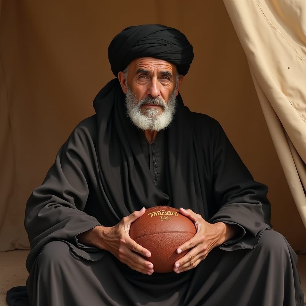 Wise Man with Football: A Caravaggio-esque Portrait
