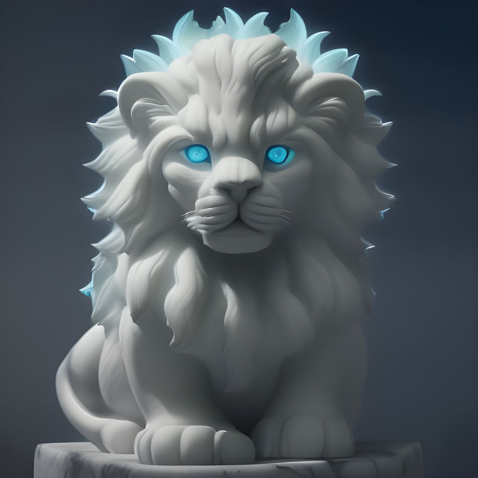 White Lion Marble Statue