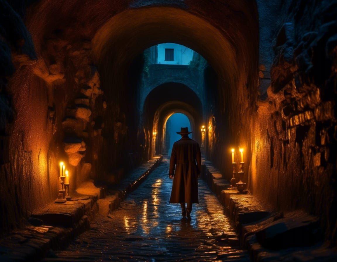 Bourbon Tunnel, Naples: Cinematic Lighting and Stone