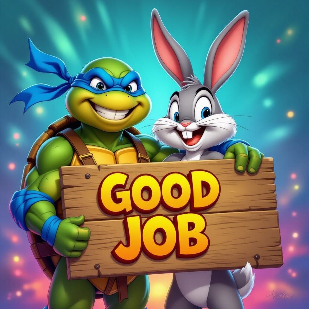 Bugs Bunny and Donatello Give "Good Job" Approval