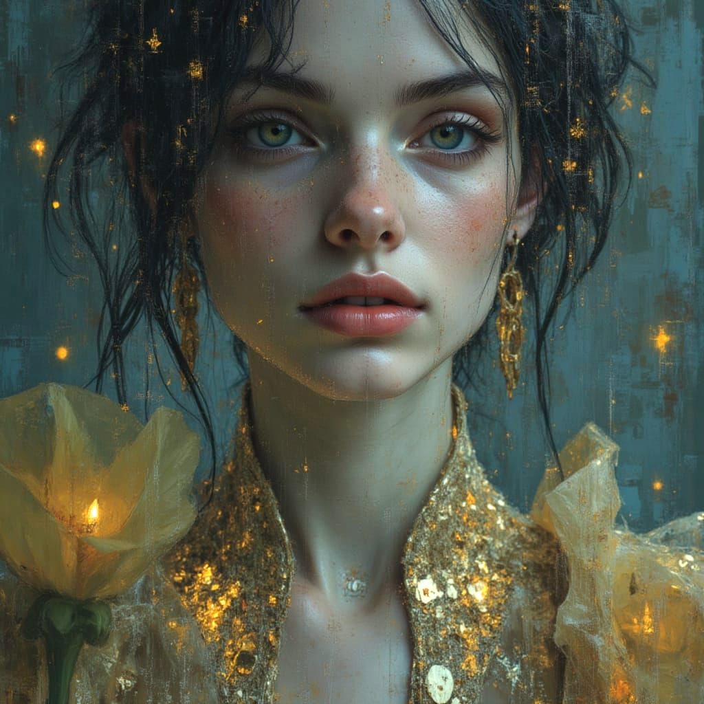 Fiery Portrait in Stormy Hues