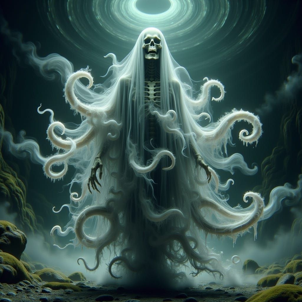 Ethereal Tentacled Goddess in Cosmic Vortex