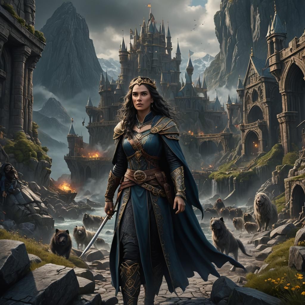 Princess Vahsi Confronts Darkness: A Fantasy Concept Art