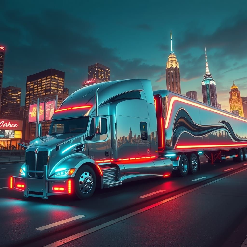 Futuristic Semi-Truck in Sorayama Style