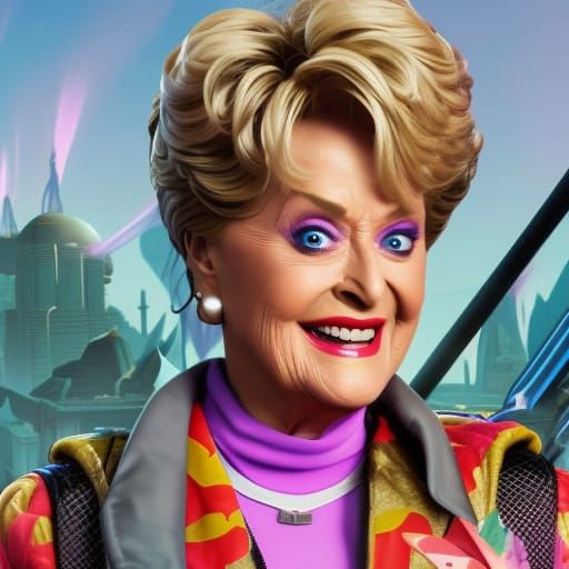 Blanche Deveraux as Fortnite Superhero in Photorealistic Hyp...