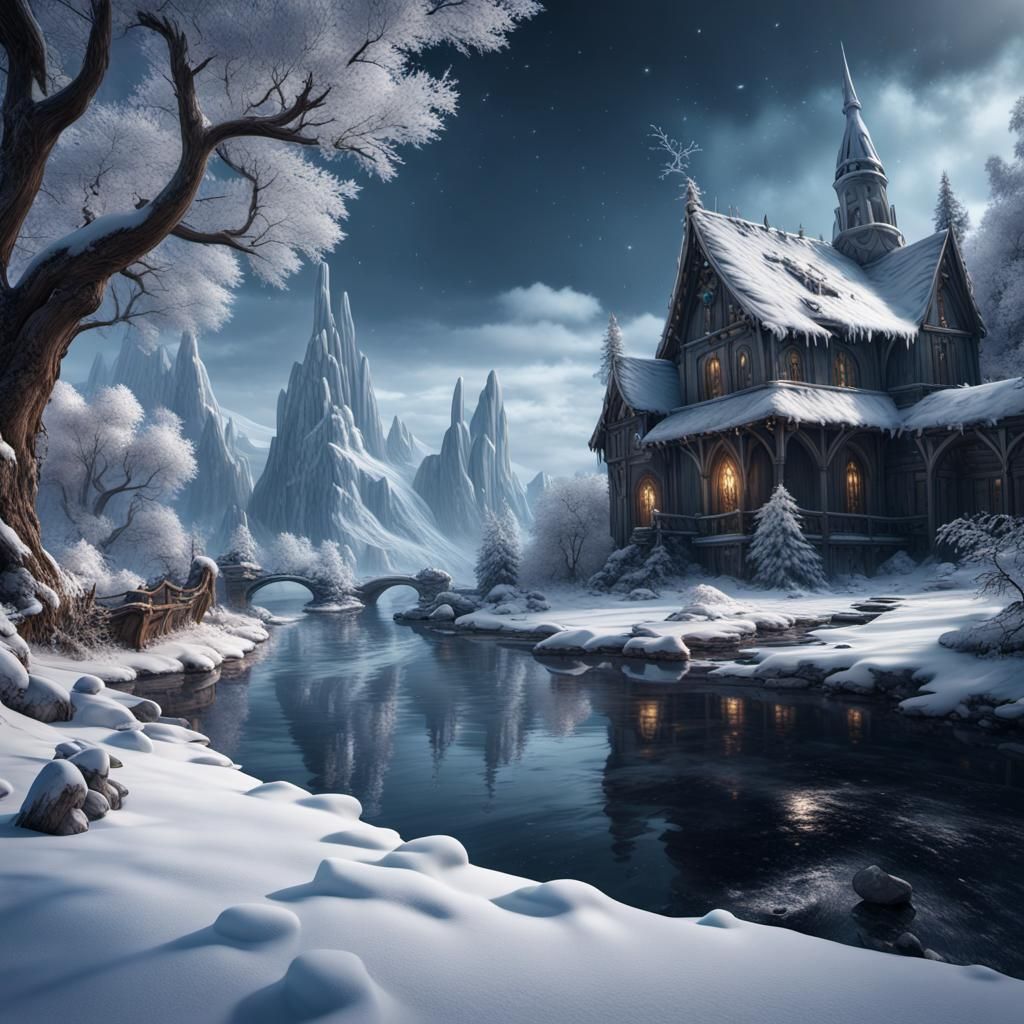 Winter Wonderland: Detailed Matte Painting in Deep Color
