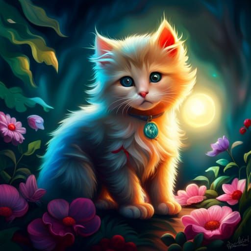Adorable Red Kitten Face: Digital Matte Painting