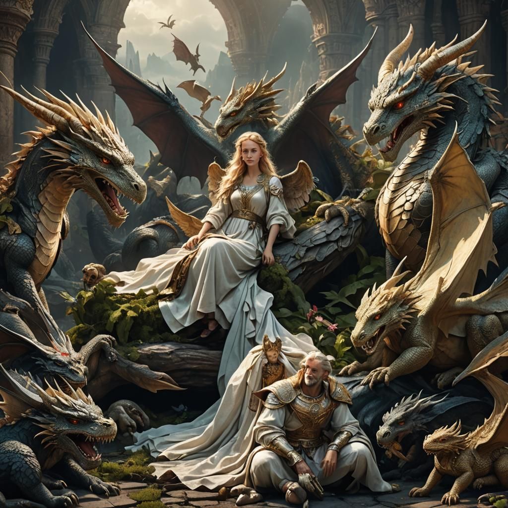 Angels and Dragons Resting Peacefully